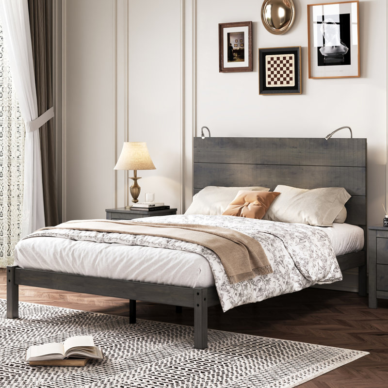Rustic gray platform bed hotsell